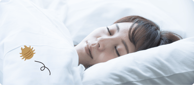 ぐっすり眠る女性のようす